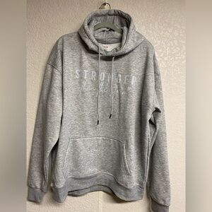 Gray Hoodie with Text Design Men/Women